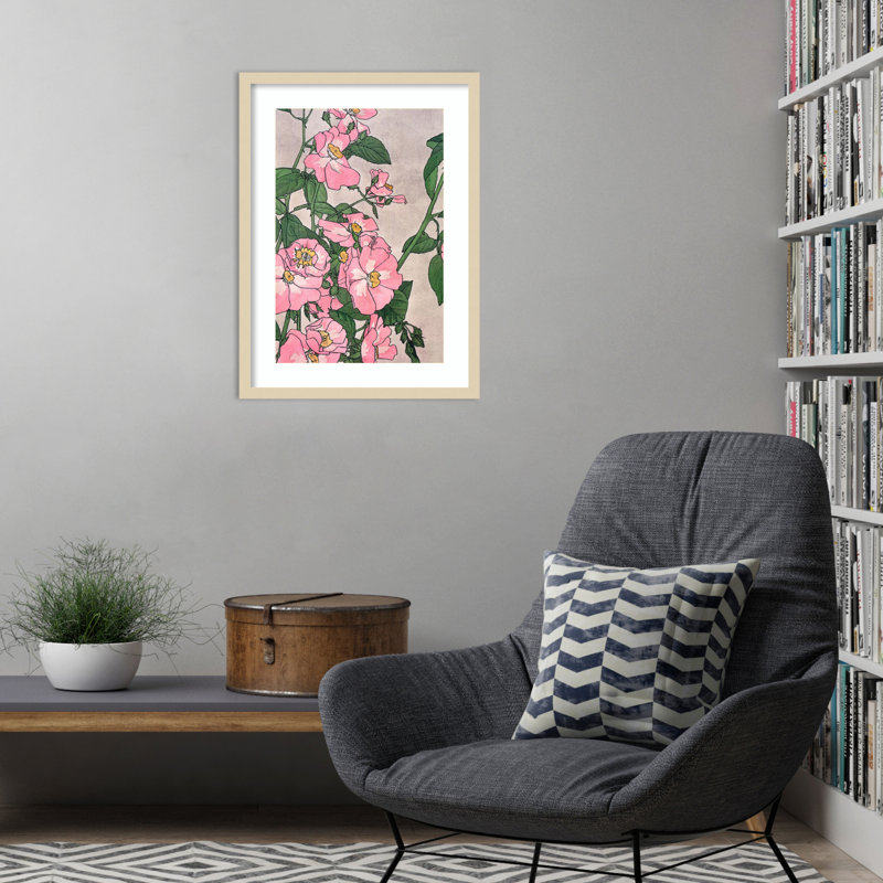 «Pink Vine Flowers» par Incado, impression sur bois encadrée, H 25 po x l 19 po