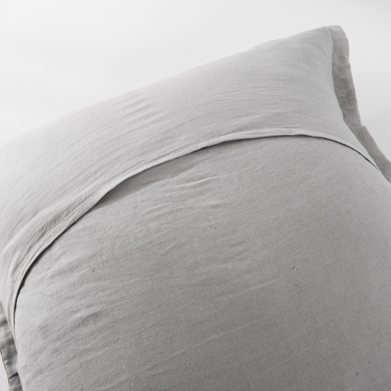  Stone Washed French Linen European Square Pillow Shams 26 x 26", Gray