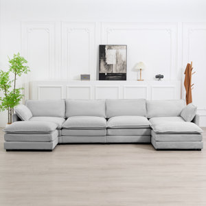 Redenius 6-Piece 148'' Upholstered Corduroy U-Shape Sectional