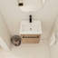 Meuble-lavabo flottant mural 18 po avec lavabo en céramique et porte d'armoire à fermeture en douceur, pour petite salle de bain-125515065