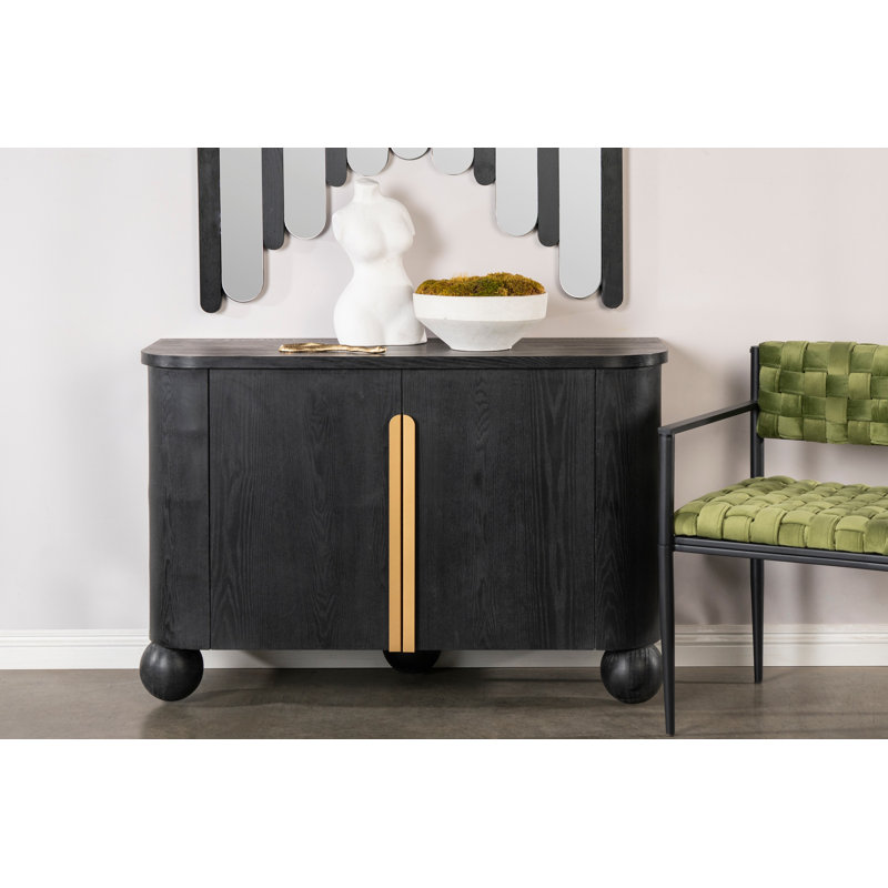 Aindrias 47.5’’ Wide Accent Cabinet with Sculptural Ball Feet and Interior Shelf – Modern Storage Cabinet for Living or Entry Spaces