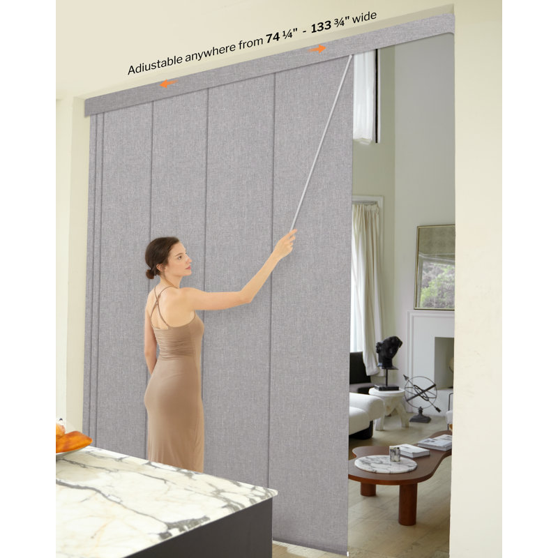 6-Panel Adjustable Panel Track Blinds Blackout＆Light Filtering Vertical Blinds, Blackout Light Gray