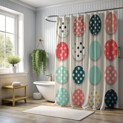 Polka Dot Motif - Premium Shower Curtain
