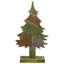 Arbre de Noël de table en bois texturé vert et brun 20,5 po