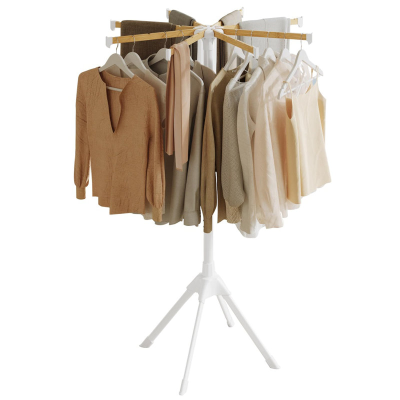 Séchoir à vêtements avec tringles en bambou