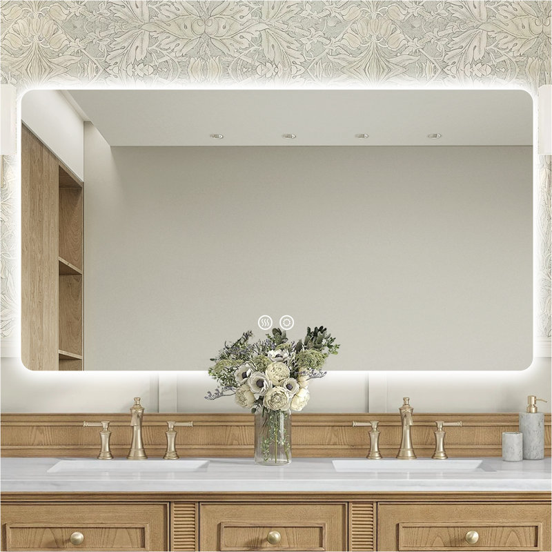 Backlit LED Bathroom Vanity Mirror, 36” x 48”, Frameless