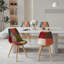 42.5cm H Patchwork Fabric Dining Chair, Retro Style Upholstered Side Chair with Solid Wood Legs-2022662625-2080525510