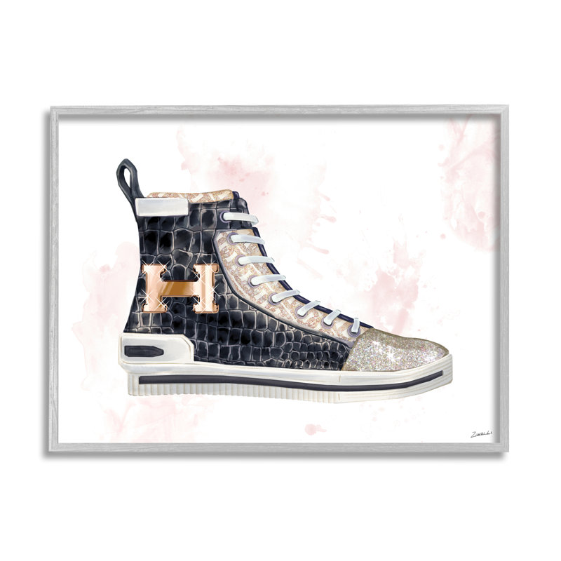 Glam Snake Embossed Sneaker Illustration, mode avant - impression, H 16 po x l 20 po, Estampe numérique Farmhouse