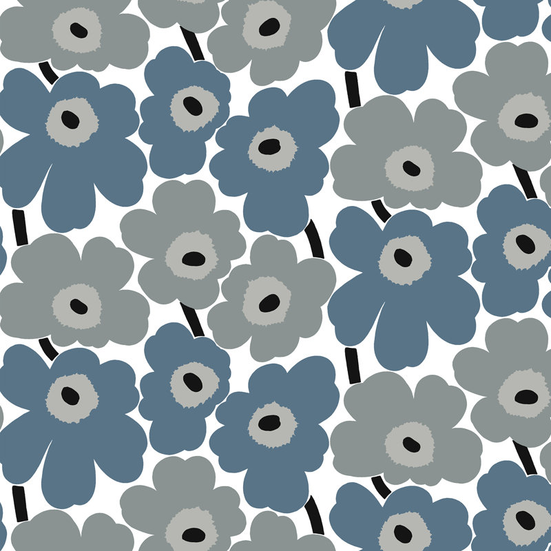 Pieni Unikko 18' L x 20.8" W Peel and Stick Wallpaper Roll, Blue/Gray