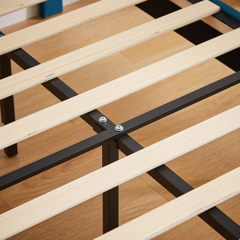 Ensemble de 2 lits simples tapissier à tête de lit ajustable, Bleu