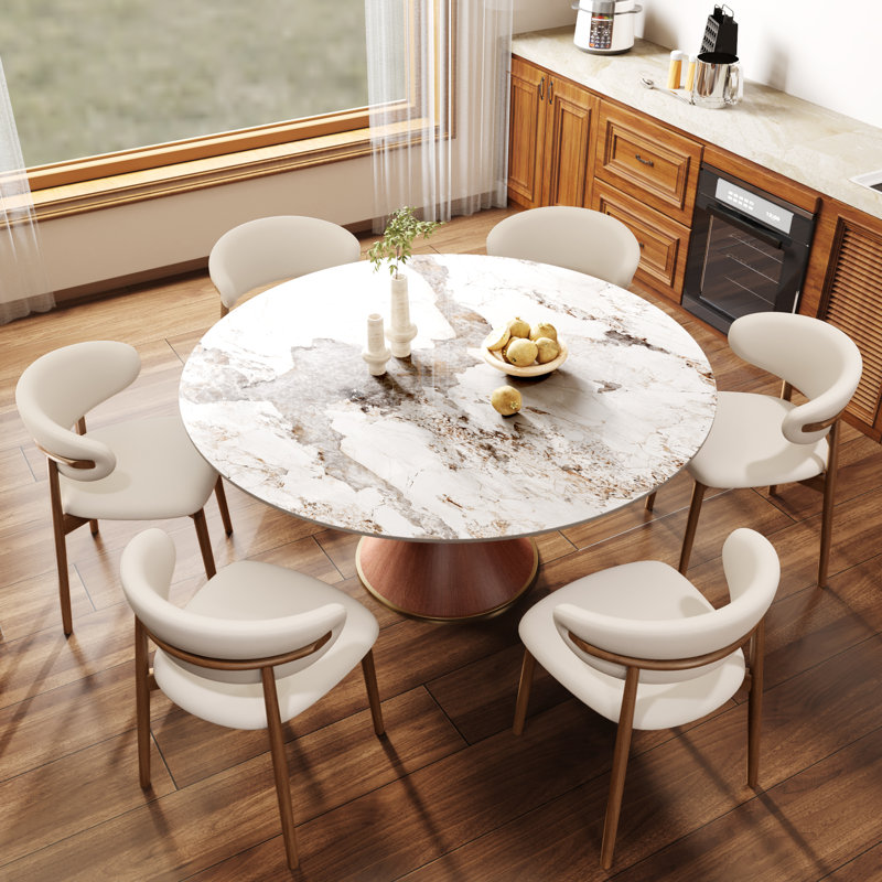 Ensemble de table de salle à manger 7 pièces Jetta, Brun, H 29,52 po x L 59,05 po x l 59,05 po