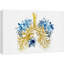 Squelette doré, poumons, fleurs bleues pastel, santé médicale, art moderne, botanique, décoration murale-98160961
