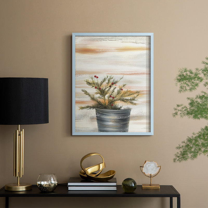 «Christmas Holiday Art DCCXLII», reproduction d'art encadrée - bois massif, Bleu, H 11 po x l 9 po