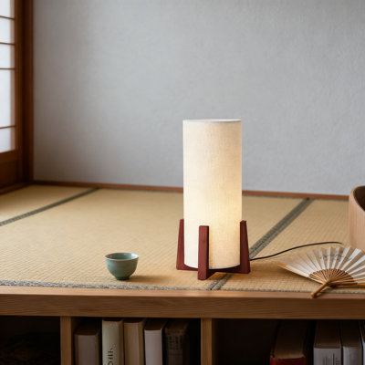 Modern Table Lamp With Linen Fabric Shade, Cylinder Bedside Lamp For Bedroom, Living Room, And Office Decor