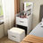 Small Make Up Vanity With Cushioned Seat And Glass Desktop, White Bedroom Dressing Table, Functional Beauty Desk Versatile Mirror Drawer Storage, Furniture, Multi-Functional
