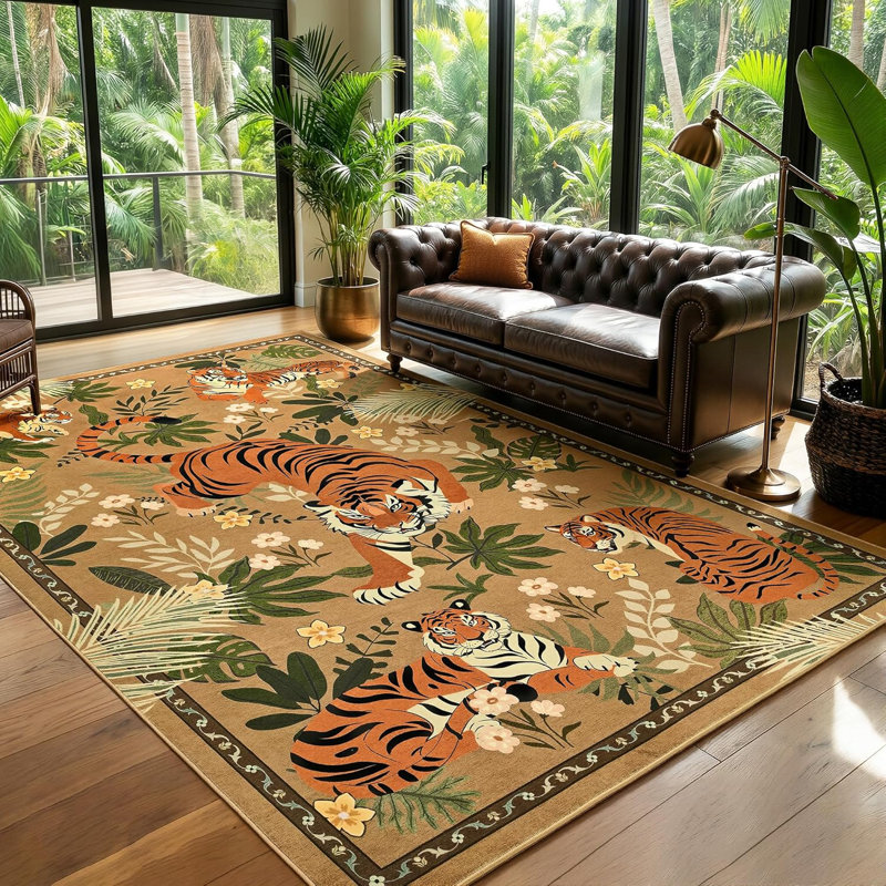 Tapis lavables à la machine Lochas, Brun, Rectangle 5 pi x 7 pi
