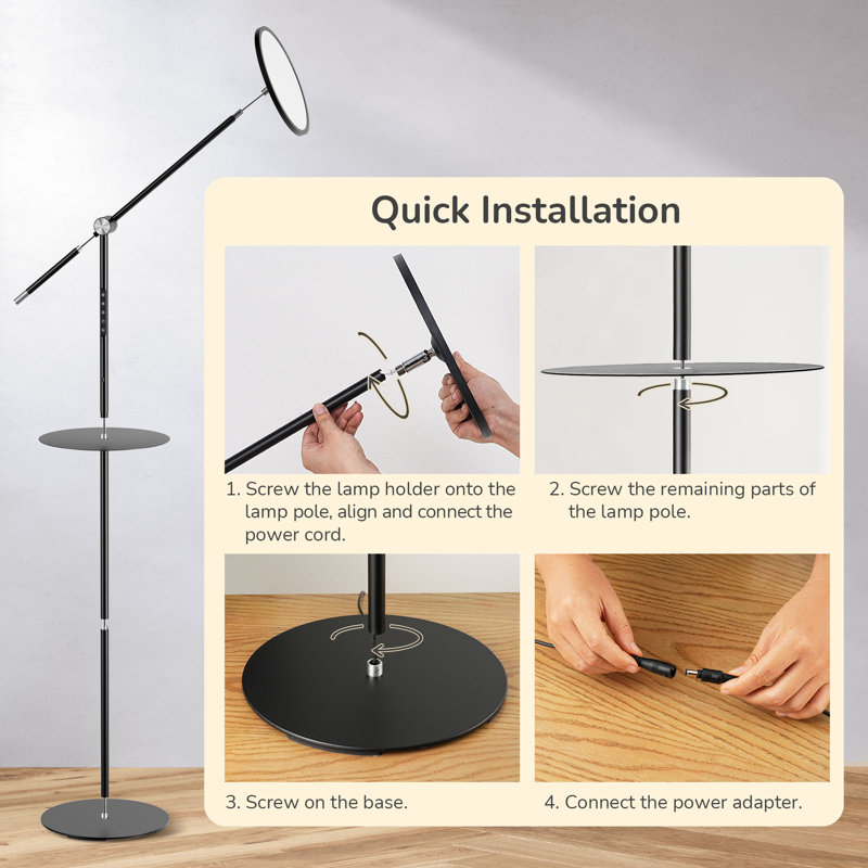 Dimmable Led Floor Lamp With Tray Table And Remote Control