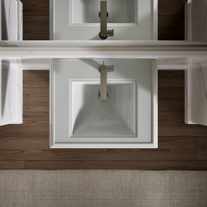 Memoirs® 26.375" Tall Rectangular Pedestal Bathroom Sink with Overflow, Ice Gray, 4" Centers