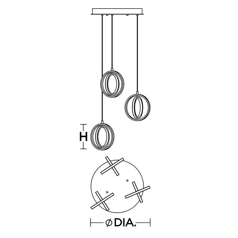 3 - Light LED Cluster Pendant, Satin Nickel