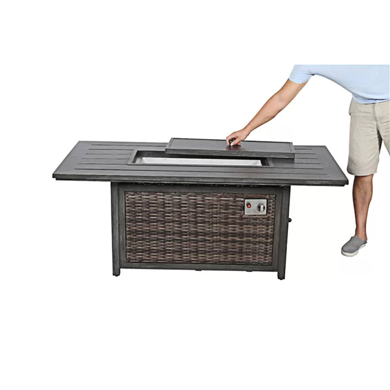 Aluminum/Wicker Propane Fire Pit Table