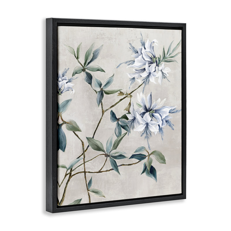 Art mural sur toile Cluster Flowers, par Alex Black, Cadre flottant noir de jais, H 21 po x l 17 po