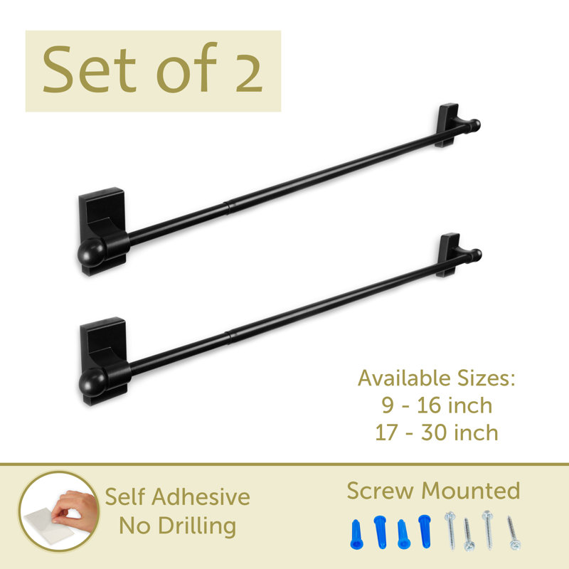 Accessoire de quincaillerie pour rideau auto-adhésif Gervasio, Noir, 17 à 30 po