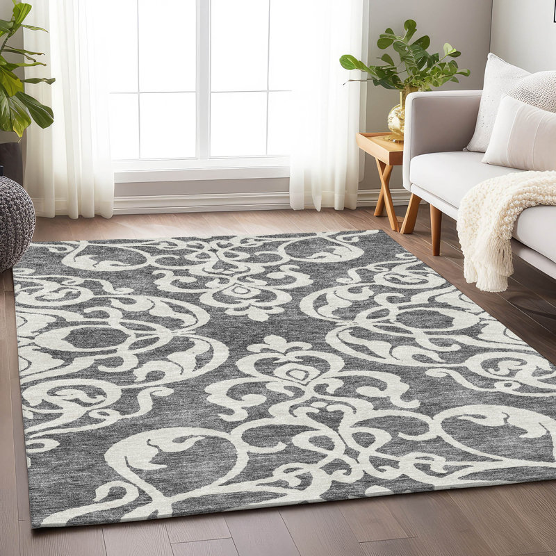 Premium Machine Washable Prisco Gray Rug, Rectangle 8' x 10'
