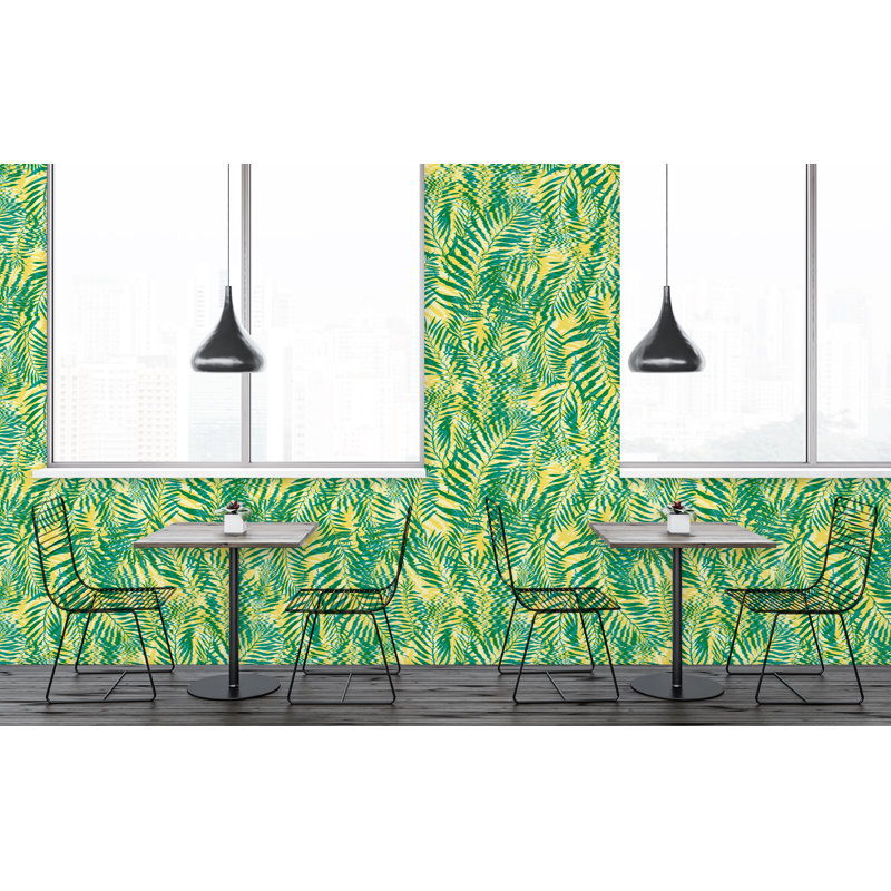 Panneau de papier peint L 12 pi x l 25 po Hazy Palm, Citron