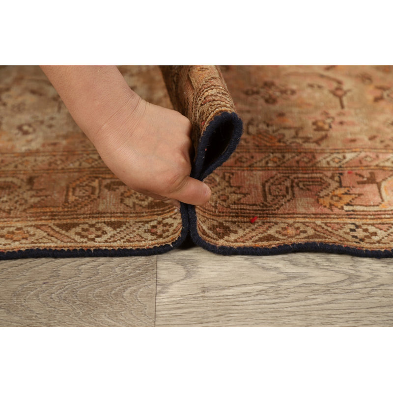 Tapis de la laine noué la années 1900 heriz brune 3 pi 0 po x 16 pi 9 po one-of-kind à la main Lebeau