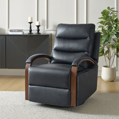 Azilda 29" Genuine Leather Manual Swivel Recliner