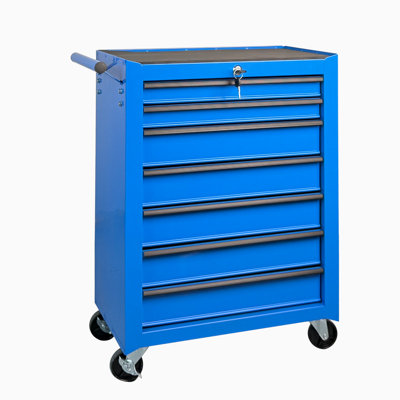 Rolling Metal Tool Chest with 7 Drawers, 20" 7-Drawer Tool Chest Cabinet with Ball Bearing Drawer Slides, Steel Tool Storage Box Organizer -BLUE