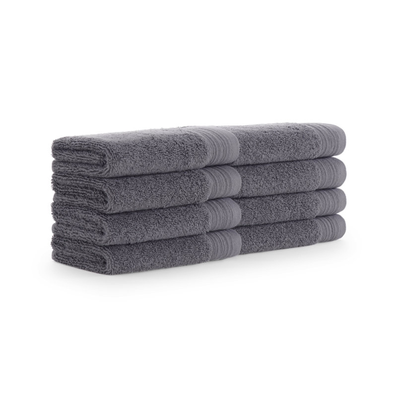 Adalius Turkish Cotton Washcloths (Set of 8), Gray