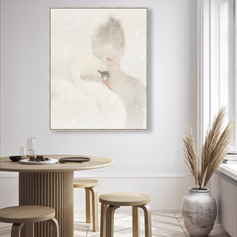 Oliver Gal Love with Goose I Portrait - Diamond Dust Framed Canvas Art, 45" H x 36" W, Cream