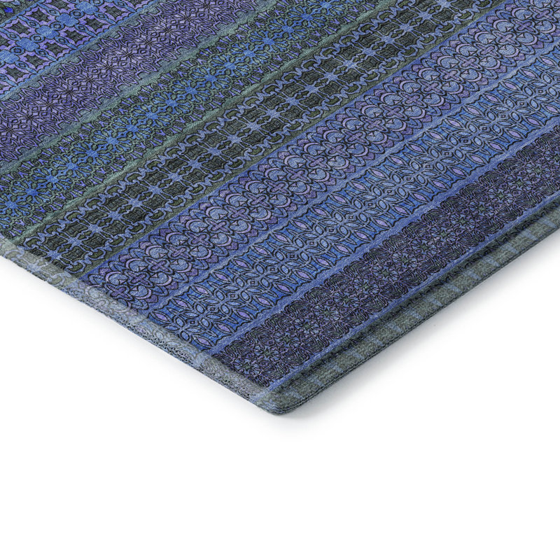 Premium Machine Washable Cerrito AMF527 Blue, Rectangle 5' x 7'6"