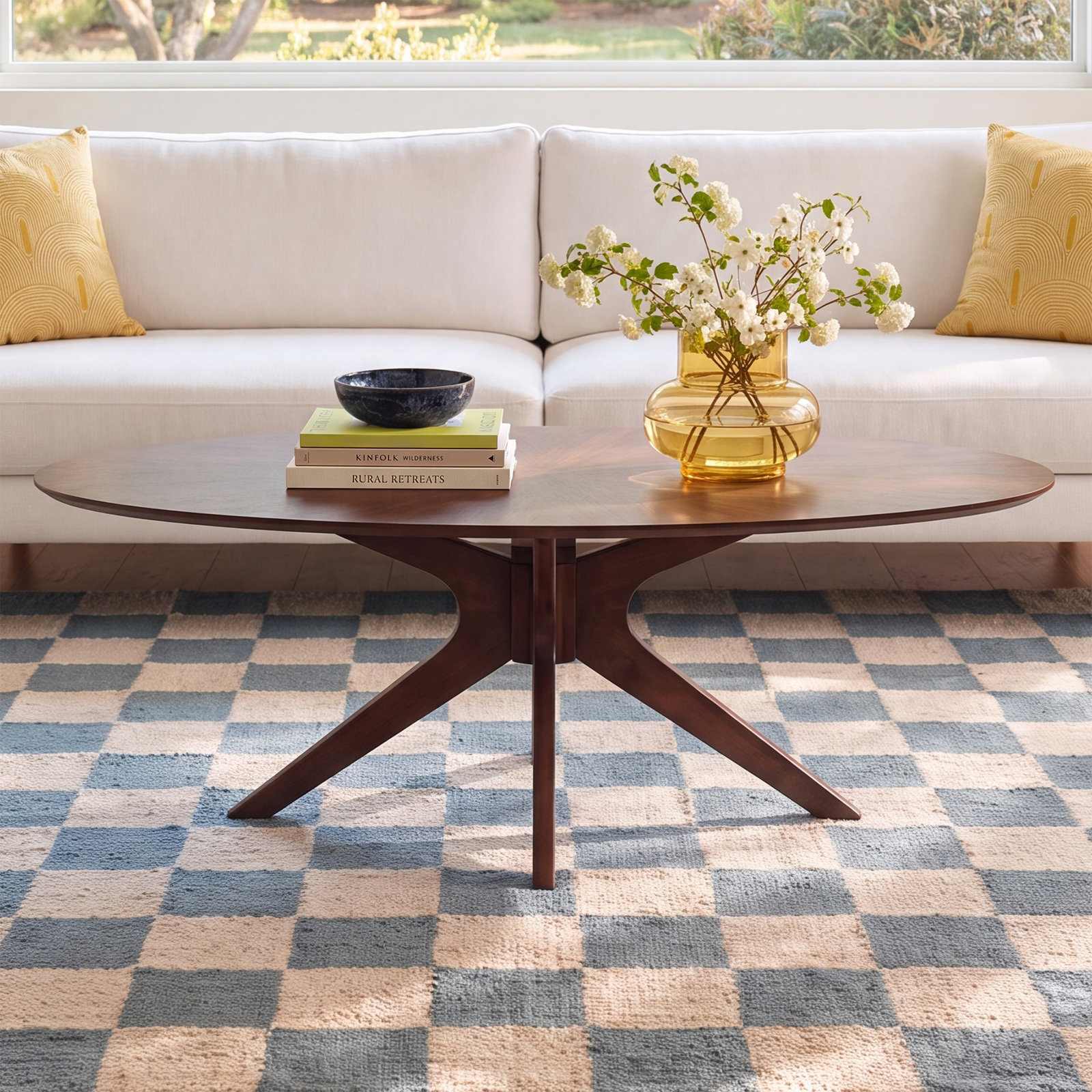 Fenway Single Coffee Table, Walnut Top/Walnut Base