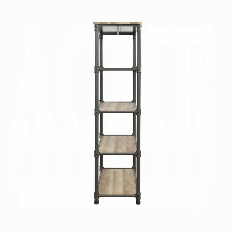 Itzel Wood Metal Bookshelf With 4 Open Compartments