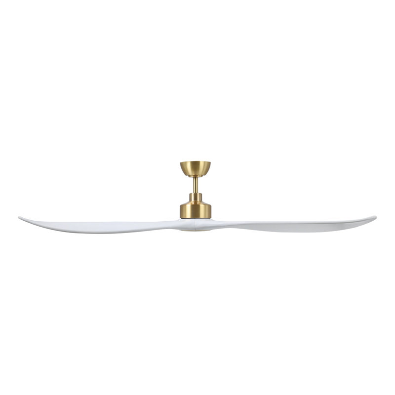 Zionne Ceiling Fan, Satin Brass, White, 80" H x 72" W x 72" D