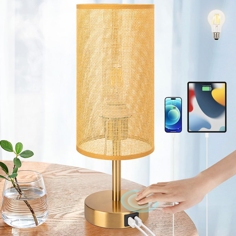Lampe de bureau avec port USB, Or, Filet