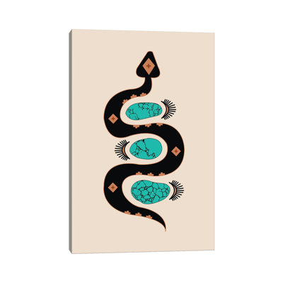 " Southwestern Slither In Black And Turquoise " by Allie Falcon Painting Print