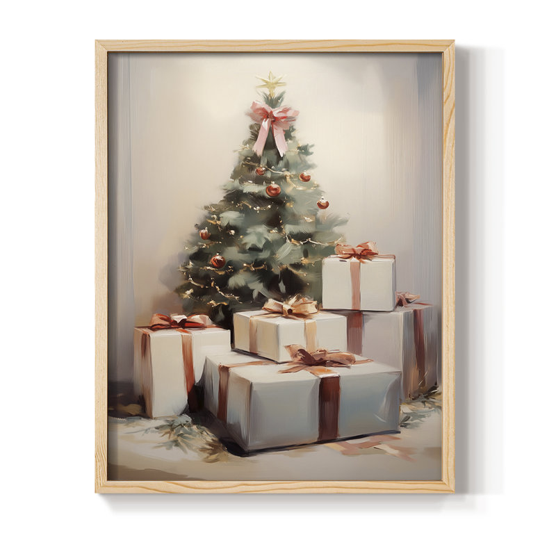 «Christmas Holiday Art», série 2 - CC XXXVII, reproduction encadrée - bois massif, H 11 po x l 9 po, Naturel