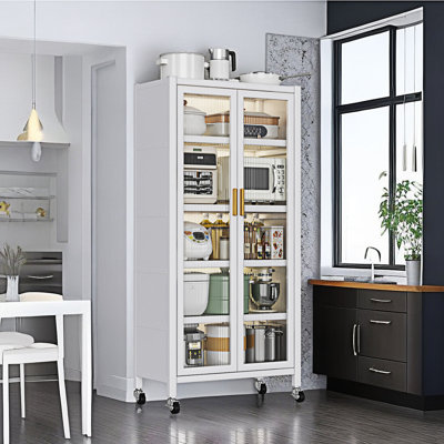 Kitchen Shelving Floor-To-Ceiling Multilevel Household Microwave Storage Cabinet, Storage Cabinet, Entryway Cabinet by Latitude Run