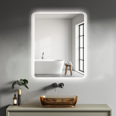 Hailea Rectangle Frameless Anti-Fog LED Lighted Dimmable Wall Mounted Bathroom Vanity Mirror