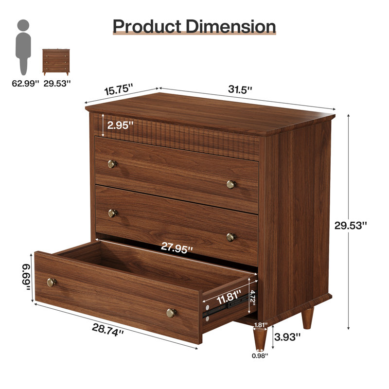 Oversized 3-Drawer Nightstand