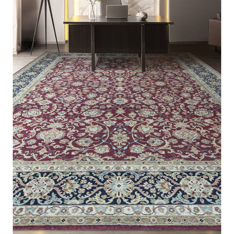 Hand-Knotted High-Quality Red and Black Area Rug