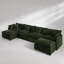 Canapé d'angle confortable en forme de U avec méridienne réversible, grand canapé d'angle modulaire en forme de U, deux poufs supplémentaires, chenille verte-237795058