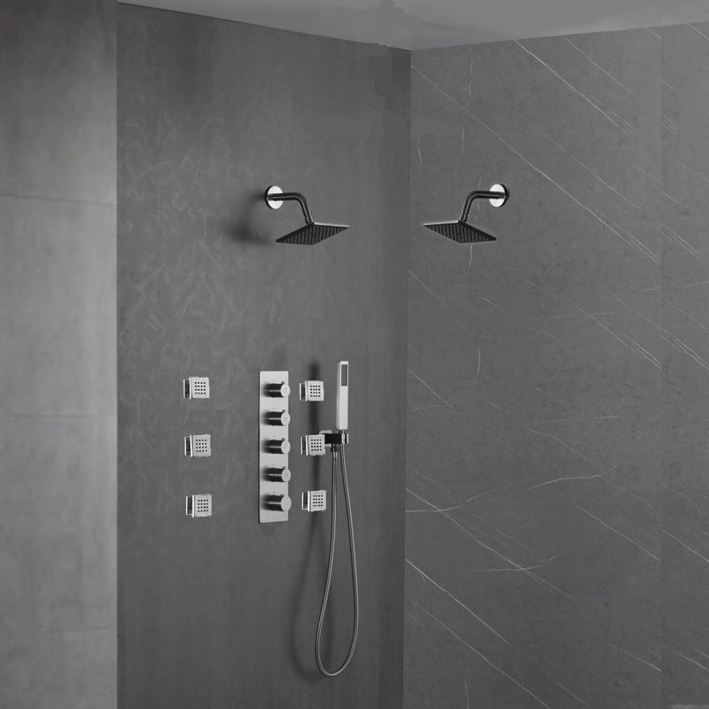 Thermostatic All-In-One Kit with Rough in-Valve, Brushed Gold