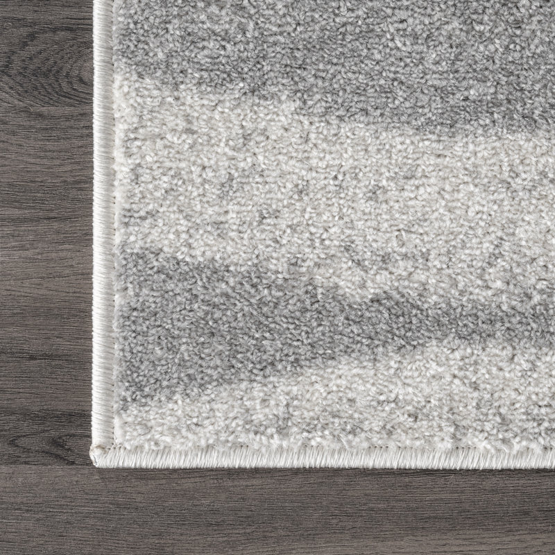 Sarepta Contemporary Waves Power Loom Performance Gray Rug, Rectangle 3' x 5'