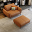 Ensemble de salon en cuir véritable orange 3 pièces
