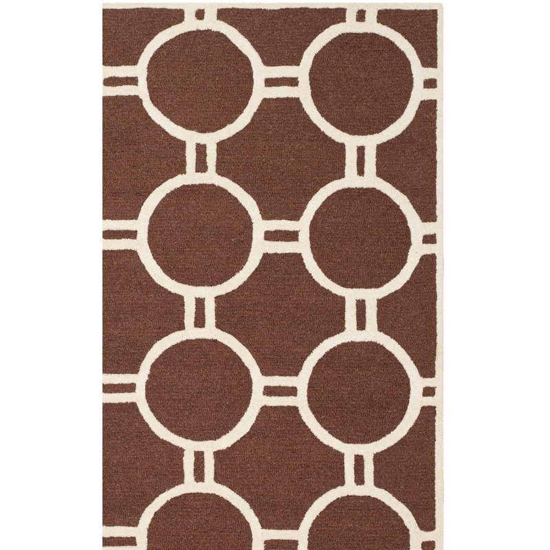 Deedgra Hand Tufted Wool Geometric Rug, Rectangle 3' x 5'