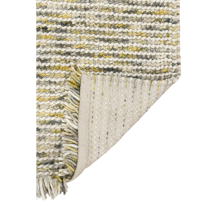 Heathered Cableknit Hand-Woven Wool Ivory Rectangular Rug 5' x 7'